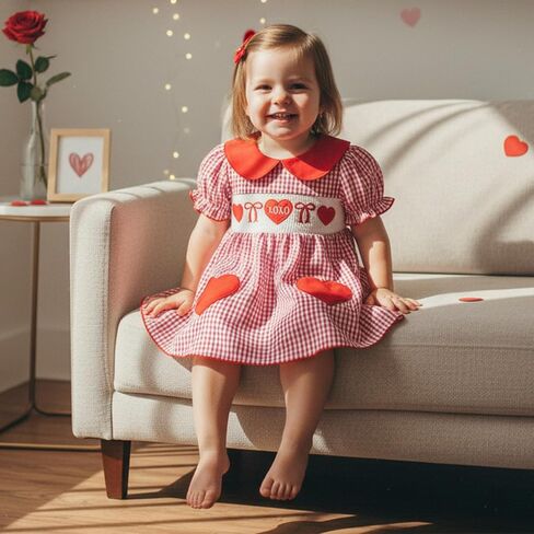 Baby Girl Summer Clothes Bow Embroidery Romper Dress Short Sleeve Plaid Jumpsuit Skirt Hem Bodysuit Cute Outfit in Saudi Arabia