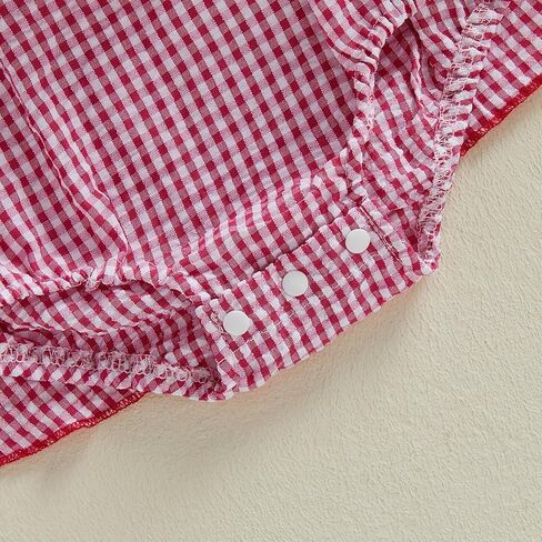 Baby Girl Summer Clothes Bow Embroidery Romper Dress Short Sleeve Plaid Jumpsuit Skirt Hem Bodysuit Cute Outfit in Saudi Arabia