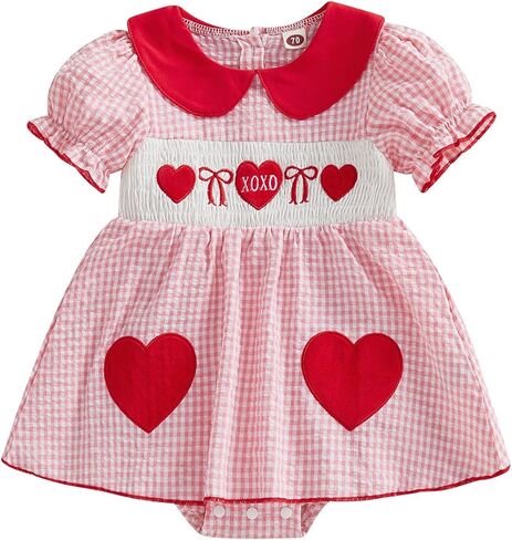 Baby Girl Summer Clothes Bow Embroidery Romper Dress Short Sleeve Plaid Jumpsuit Skirt Hem Bodysuit Cute Outfit in Saudi Arabia