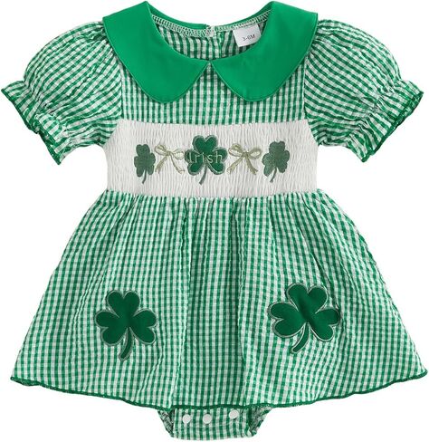 Baby Girl Summer Clothes Bow Embroidery Romper Dress Short Sleeve Plaid Jumpsuit Skirt Hem Bodysuit Cute Outfit in Saudi Arabia