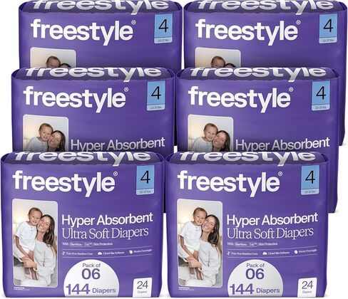 Freestyle BambooTek Diaper – (Size 5) Hyper Absorbent & Non-Toxic – Disposable Diaper for Sensitive Skin – Ultra Soft Diaper's (25+ lbs) – 44 Count in Saudi Arabia