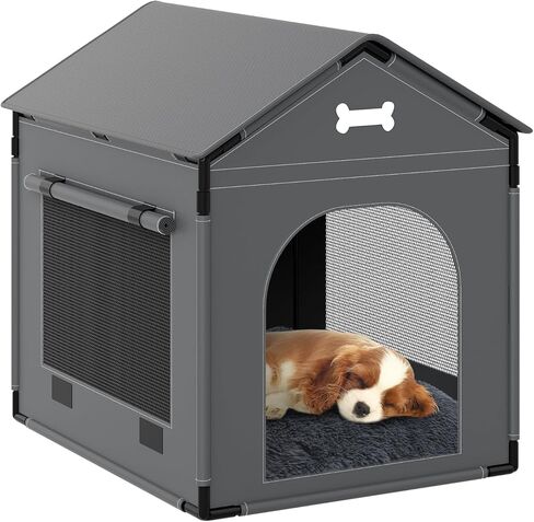 Dog House Indoor, XLarge Doghouse Soft with Frame, Waterproof Pet House for Medium Large Size Dogs, Warm Dog Cave Sleeping Nest Bed with Soft Cushion, 33.86x26.77x33.86in, Dark Gray in Kuwait
