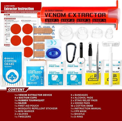 EVERLIT Bee Sting & Snake Bite Kit with Venom Extracto Pump, Essential First Aid Supplies, Insect Bug Outdoor Emergency Safety Kit for Hiking Backpacking Camping Fishing Travel in Saudi Arabia