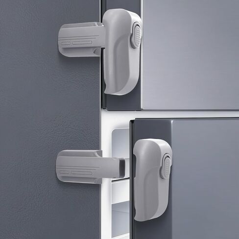 2 Pack Dual Mode Fridge Locks, Upgraded Child Proof Refrigerator Lock with Sticky Adhensive Pads, Durable ABS Freezer Door Latch to Keep Door Closed, No Tools Need or Drill (Grey) in Saudi Arabia