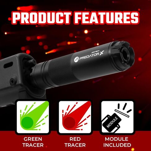 ACETECH Airsoft Rifle Tracer Unit Predator 14mm CCW خيط سلبي يتوهج في اللون الأخضر الداكن/الأحمر BB LED تأثير إضاءة الشعاع in Kuwait