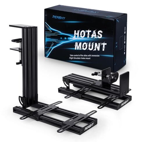حامل Reashy Hotas، حامل عصا التحكم، حامل مكتب عصا الطيران من الألومنيوم لـ Logitech X56، X52، X52 Pro، Thrustmaster T.1600M، TCA، T.Flight Hotas One، 4، X، Airbus، VKB Gladiator Nxt (أسود) in Kuwait
