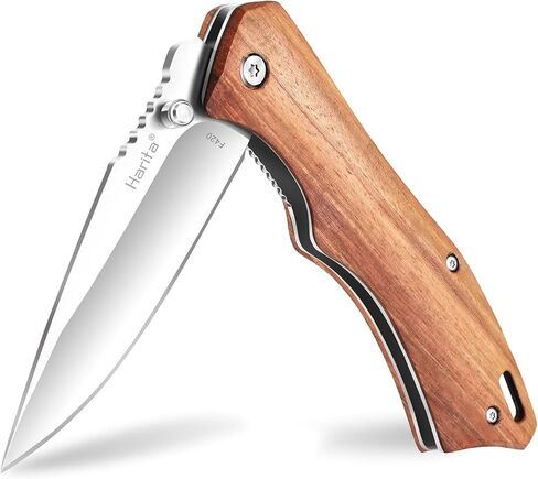 سكين جيب Harita سكين قابل للطي، مقبض خشبي حمار وحشي خفيف الوزن للرجال، شفرة حادة من الفولاذ المقاوم للصدأ 8cr13mov، للتخييم والصيد والبقاء على قيد الحياة والتنزه سيرًا على الأقدام سكاكين 2.95 بوصة (شفرة كلاسيكية) in Kuwait