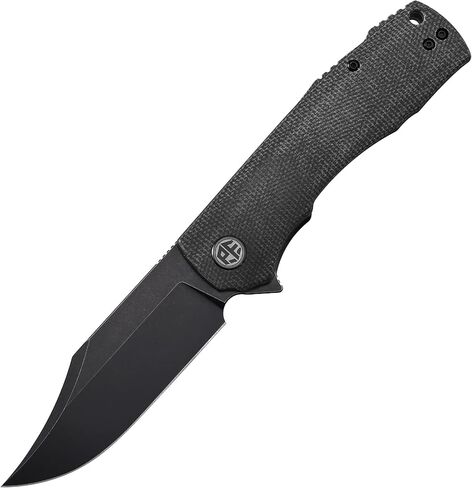 سمكة متحجرة PFP03 Victor، 3.58 "K110 Satin Blade، 140g Micarta Handel Flipper Liner Lock سكين قابل للطي (ساتان أزرق) in Kuwait