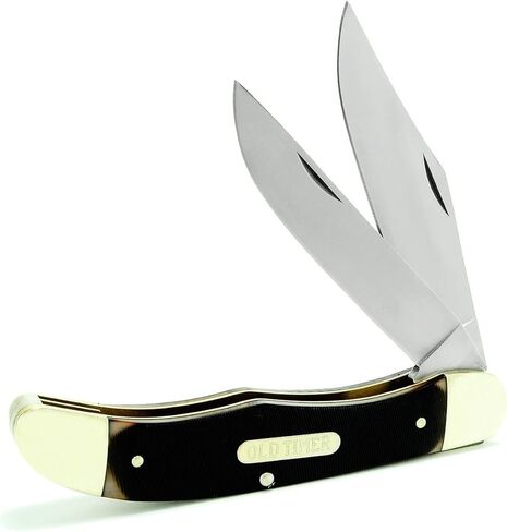 Schrade Old Timer 25OT سكين جيب تقليدي قابل للطي 9.3 بوصة مع شفرات SS عالية الكربون، مقبض مريح، وغمد حزام جلدي لـ EDC، والتخييم، والتبييض، وفي الهواء الطلق، مقاس واحد، بني in Kuwait