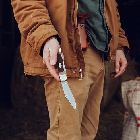 Schrade Old Timer 25OT سكين جيب تقليدي قابل للطي 9.3 بوصة مع شفرات SS عالية الكربون، مقبض مريح، وغمد حزام جلدي لـ EDC، والتخييم، والتبييض، وفي الهواء الطلق، مقاس واحد، بني in Kuwait