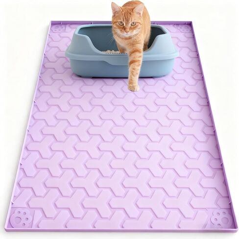 Silicone Cat Litter Mat for Litter Box - 34" X 22"Waterproof Urine - Proof Mat, Non - Slip Trapping Pad to Keep Floor Clean, Easy to Clean Cat Floor Mat（Deep Gray） in Kuwait