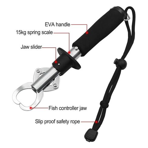 Fish Lip Gripper Scales Professional Fish Holder 304 Stainless Steel Grabber Large Fish Lip Grip Tool with 40 Pound Weight Scale Gift for Men (Black with Scales) in Saudi Arabia