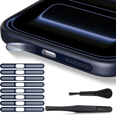 8 قطع غطاء غبار لمكبر الصوت لهاتف iPhone 17 Pro Max متوافق مع iPhone 17 Pro Max / 17 Pro، ملصق لاصق شبكي مضاد للغبار، ملحقات 17 Pro Max، أزرق غامق in Saudi Arabia