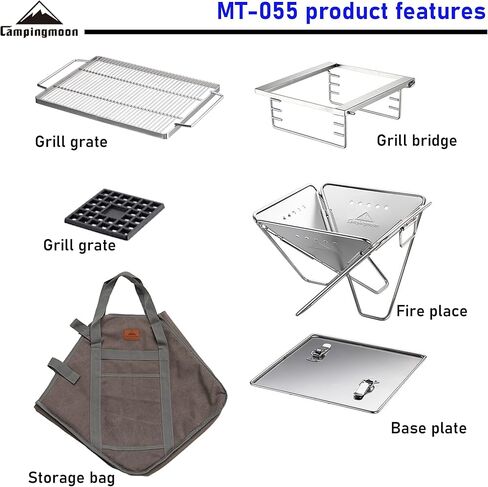 Campingmoon BBQ Grill Fire Pit قابلة للطي من الفولاذ المقاوم للصدأ - كبيرة جدًا MT-055 in Kuwait