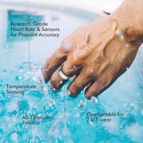 Smart Ring for Men Women, Fitness Tracker Health Ring with Sleep Monitoring, No APP Subscription, 10-Day Battery Life, Stress/Heart Rate/Women's Health Tracker, Android & iOS Compatible, Silver 8 in Saudi Arabia