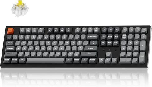 لوحة مفاتيح ميكانيكية لاسلكية مخصصة Keychron K10 Max، QMK 2.4 جيجا هرتز بلوتوث كاملة الحجم مع مفتاح Keychron Super Banana قابل للتبديل السريع متوافق مع نظام التشغيل Mac Windows Linux (إضاءة خلفية RGB) in Kuwait