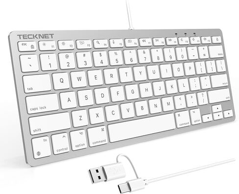 لوحة مفاتيح سلكية TECKNET لأجهزة MacOS مع واجهة مزدوجة، لوحة مفاتيح Mac رفيعة، زاوية كتابة مريحة مريحة واتصال ثابت للكمبيوتر الشخصي/الكمبيوتر المحمول، متوافقة مع MacBook وiMac وMac mini/Pro in Kuwait