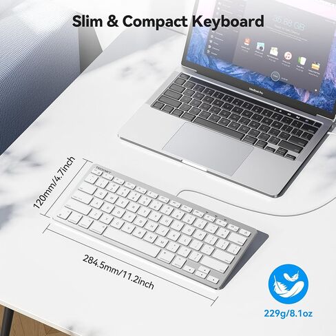 لوحة مفاتيح سلكية TECKNET لأجهزة MacOS مع واجهة مزدوجة، لوحة مفاتيح Mac رفيعة، زاوية كتابة مريحة مريحة واتصال ثابت للكمبيوتر الشخصي/الكمبيوتر المحمول، متوافقة مع MacBook وiMac وMac mini/Pro in Kuwait