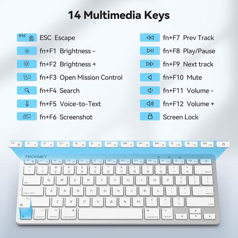 لوحة مفاتيح سلكية TECKNET لأجهزة MacOS مع واجهة مزدوجة، لوحة مفاتيح Mac رفيعة، زاوية كتابة مريحة مريحة واتصال ثابت للكمبيوتر الشخصي/الكمبيوتر المحمول، متوافقة مع MacBook وiMac وMac mini/Pro in Kuwait