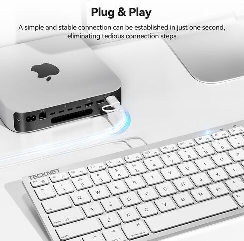 لوحة مفاتيح سلكية TECKNET لأجهزة MacOS مع واجهة مزدوجة، لوحة مفاتيح Mac رفيعة، زاوية كتابة مريحة مريحة واتصال ثابت للكمبيوتر الشخصي/الكمبيوتر المحمول، متوافقة مع MacBook وiMac وMac mini/Pro in Kuwait
