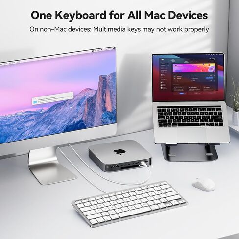 لوحة مفاتيح سلكية TECKNET لأجهزة MacOS مع واجهة مزدوجة، لوحة مفاتيح Mac رفيعة، زاوية كتابة مريحة مريحة واتصال ثابت للكمبيوتر الشخصي/الكمبيوتر المحمول، متوافقة مع MacBook وiMac وMac mini/Pro in Kuwait