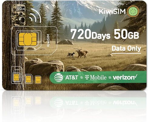 بطاقة SIM بيانات 4G LTE بسعة 50 جيجابايت - سنتان لكاميرا التتبع وكاميرا الأمان، بطاقة SIM لكاميرات الحياة البرية، مجموعة شرائح اتصال 3 في 1 مع تغطية AT&T/T-Mobile/Verizon، بدون عقد وتبديل تلقائي للشبكة in Kuwait