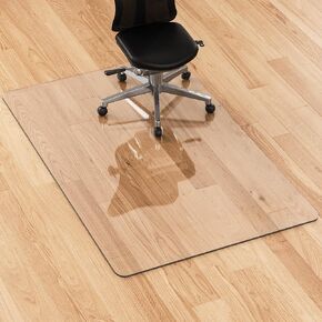 HOMEK Office Chair Mat for Hardwood Floor, 1/5" Thick 55" x 35" Crystal Clear Desk Chair Mat for Carpeted Floor and Hard Floors, Plastic Floor Protector Mat for Office Chairs