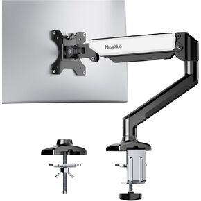 Dual Monitor Desk Mount for 13-32 Inch Computer Screen,Adjustable Gas Spring Monitor Arm,Each Arm Holds 4.4 to 22 lbs,VESA Bracket 75X75mm 100X100mm with C Clamp & Grommet Mounting Base
