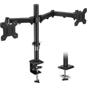 ERGOMAKER Dual Monitor Desk Mount, Fully Adjustable Dual Monitor Arm for 2 Computer Screens up to 27", Heavy Duty Dual Monitor Stand for Desk, Double Monitor Mount for LCD Screens