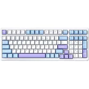EPOMAKER x Aula F99 Wireless Mechanical Keyboard, Hot Swappable Gasket Custom Gaming Keyboard with Five-Layer Padding, Bluetooth/2.4GHz/USB-C, 8000mAh Battery (White Light Blue, Graywood V3 Switch)