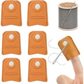 6 Pack Leather Thimble, Sewing Thimble Finger Protector Finger Protector Thimble Finger Pads, Hand Sewing Quilting Knitting Pin Needles Craft for Sewing and Stitching Finger Protection 2 Sizes
