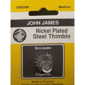 Colonial Needle JJ0635-M Nickel Plated Steel Crimp Top Thimble, Medium