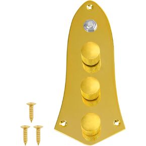 Yootones 3 Bands Loaded Control Plate Pre-Wired w/Preamp Knobs Pots Compatible with Fender Squier Jazz J Bass (Gold)