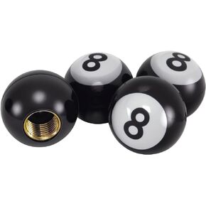 QILISEN Car Tire Valve Caps 4 Pack, Valve Stem Covers with Pool 8 Ball Design, Universal Tire Caps Suitable for Cars, Trucks, SUVs