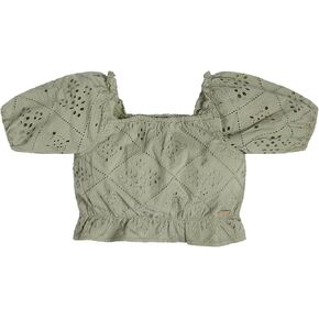 GUESS Girls' Embroidered Eyelet Ruffle Top