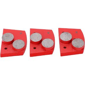 Diamond Grinding Pads, Pack of 3 Trapezoid 30# Grit 2 Cylindrical Teeth Type Diamond Sanding Pads Hardware Tools for Grinder Floor Concrete Polishing, Red