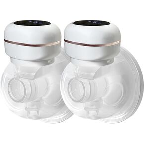 Double Wearable Breast Pump, Memory Function Rechargeable with Massage and Pumping Mode 24mm White，LCD Display, Electric Hands-Free Breast Pumps with 2 Modes, 9 Levels