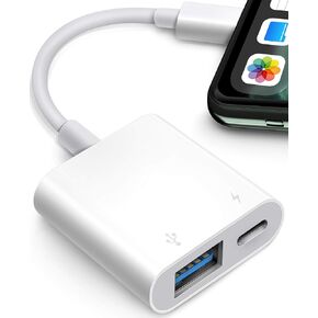 Fubiaofei USB Adapter for iPhone iPad, iPhone to USB Adapter with Charging Port, USB3 Female Adapter Supports USB Flash Drive/Hard Disk/SD Card Reader/Microphone and MIDI, Plug & Play
