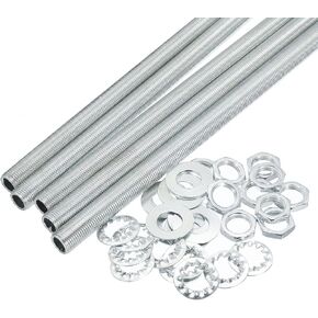 MECCANIXITY 11.8" Lamp Pipe Kit with Lock Nuts Washers 1/8IP Thread Fasteners Assortment for Chandelier Ceiling Light Repair Assembly DIY Hardware, Pack of 35