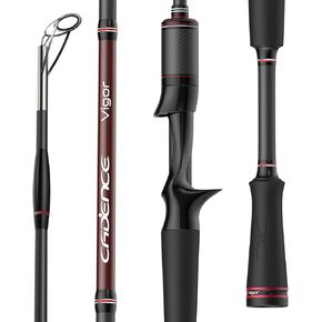 Cadence Vigor Baitcasting Rod 2-Piece Fishing Rods Ultralight & Sensitive Baitcaster Rod-30 Ton Carbon Fuji Reel Seat & Stainless Steel Guides with SiC Inserts Portable Baitcast Rods
