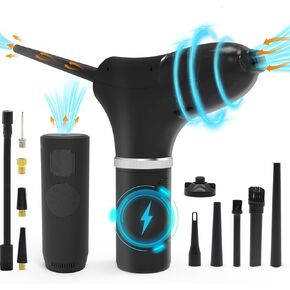 Fisca Electric Compressed Air Duster and Air Pump & Vacuum 3 in 1, 145PSI Portable Air Pump for Car Tires, Rechargeable 50000RPM Cordless No Canned Air Duster Air Blower for Computer/PC/Keyboard in Kuwait