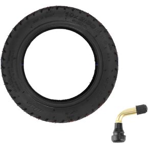 LHROPA 10 x 2.5 (60/85-6) 10" Rubber Explosion-proof 10-inch Tubeless Tire + Bent Valve / Cranked Valve Nozzle (PVR50) Replacement for Kugoo M4, Sealup 10″ Electric Kick Scooter Tyre Parts