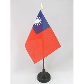 علم طاولة تايوان AZ FLAG مقاس 4 بوصة × 6 بوصة - علم مكتب تايواني 15 × 10 سم - قمة الرمح الذهبي