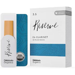 D’Addario Woodwinds - Organic Reserve Eb Clarinet Reeds - E Flat Clarinet Reeds - Reeds for Clarinet - Clarinet Eb Reeds - Individually Sealed - Filed, Strength 3, 3-Pack
