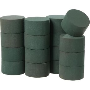 Crafare 3x3x1.7 Inch Round Floral Foam Blocks Floral Foam Blocks Small Foam Bricks for Fresh and Artificial Floral Arrangements Wedding Party Centerpiece Home Decoration Pack of 16 Green
