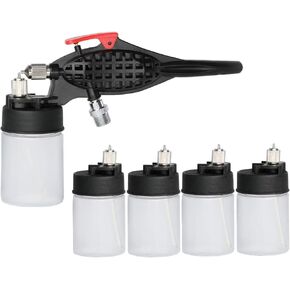 OPHIR 0.3MM Airbrush Kit Siphon Feed with 5 Bottles for Model Crafts Painting, Easy to Change Paints
