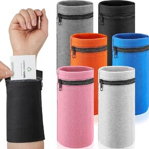 Deekin 6 Pieces Zipper Wrist Pouch Wrist Wallet Travel Wallet Wrist Purse for Women Wrist Pocket Wrist Band for Men Card Key Running Walking Hiking Basketball, 6 Colors