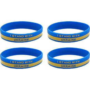 LLBFHH 4 Pcs Ukraine Ukrainians Country Flag Rubber Bracelets, National Flag Silicone Bracelet, Rubber Wristbands Patriotic Decorations Gift in Kuwait