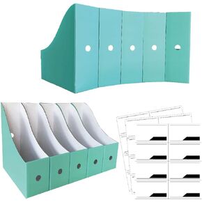 ANSSDO 12 Pack Teal Cardboard Magazine Holders, Premium Magazine File Holder for Desk, Foldable Large Volume Magazine File Organizer as Book Bins or Folder Holder for Office or School…