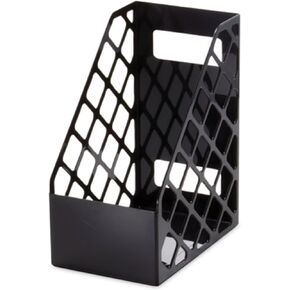 1InTheOffice Magazine File Holder, Magazine Rack, Plastic File Holder Organizer Box, 6.25 x 9.5 x 11.88, Recycled, Black, 1 Pack